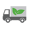 Deliver truck with green leaf on side