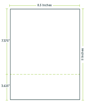1 col x 1 row 8.5" x 11" with 3.625 bottom margin layout